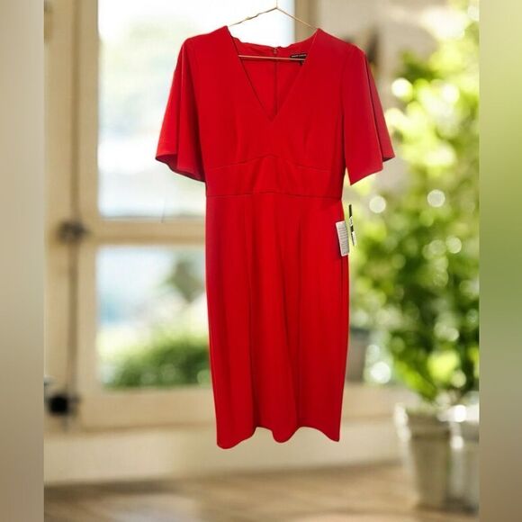 🔥 NWT Maggy London - Alexis butterfly sleeve Cloud Crepe Dress Size 4 US EU 34 - Picture 2 of 11